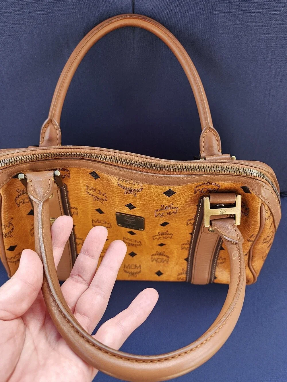 MCM Cognac Visetos Dome Satchel